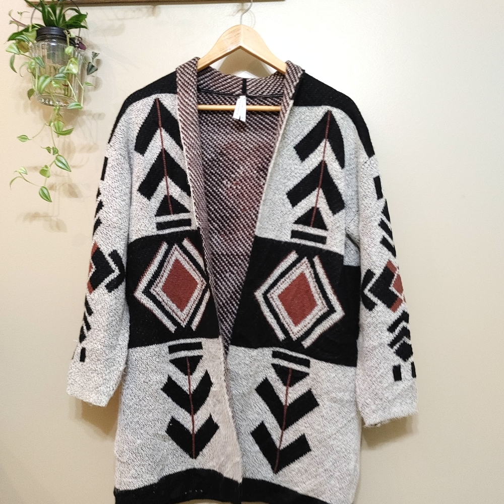 ⭐️Dreamers Boho Patterned Open Front Cardigan Sweater Warm Cozy Women’s Size XS